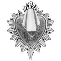 Silberne Sacred Heart Ohrgewichte aus Chirurgenstahl auf weißem Hintergrund