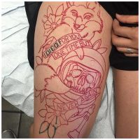 Rotes Tattoo-Schablonenpapier der Marke Wildcat auf weißem Hintergrund