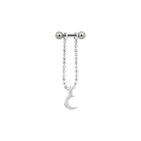 Silberner Ohr Barbell mit Kugeln und Mondanhänger, Studiohintergrund