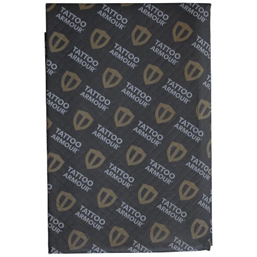 Schwarzes Tattoo Armour Blatt mit goldenen Logos, Größe XL
