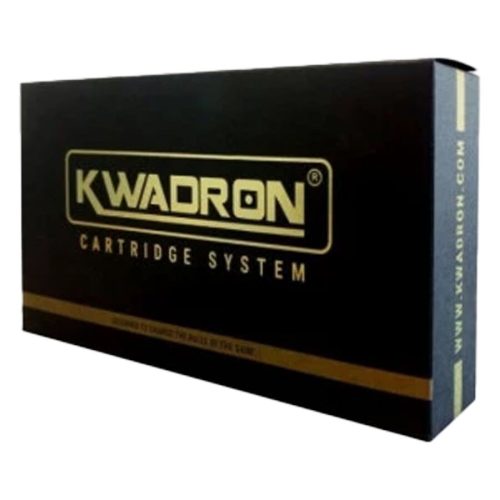 Schwarze Kwadron Kartuschenbox mit goldener Aufschrift auf weißem Hintergrund