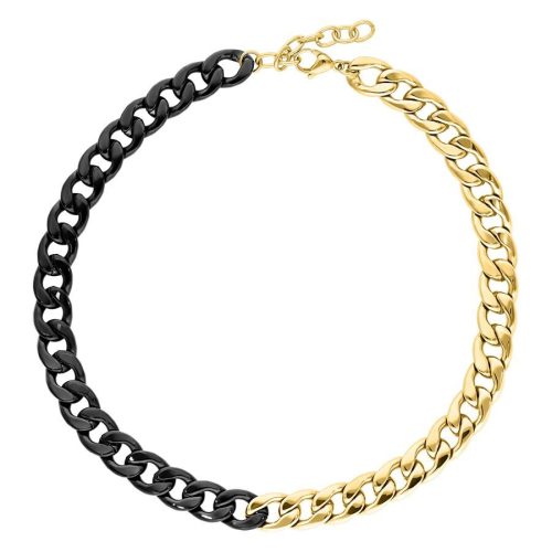 Chunky Kette aus Chirurgenstahl 316L, zweifarbig Gold und Schwarz, auf weißem Hintergrund