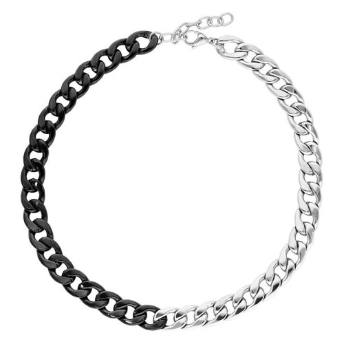 Chunky Kette aus Chirurgenstahl in Silber und Schwarz auf weißem Hintergrund