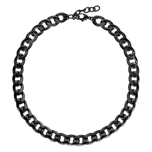 Schwarze Chunky Kette aus Chirurgenstahl 316L auf weißem Hintergrund