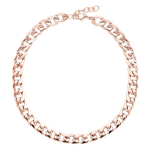 Roségoldene Chunky Kette aus Chirurgenstahl 316L auf weißem Hintergrund