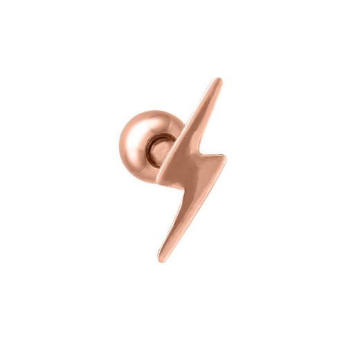 Roségoldener Flash Earbarbell aus Chirurgenstahl auf weißem Hintergrund