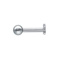 Silberner Ohr Barbell mit Kugel aus Chirurgenstahl auf weißem Hintergrund