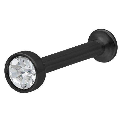 Schwarzes Labret aus Titan mit klarem Kristall, 8 mm Länge, 3 mm Kugel