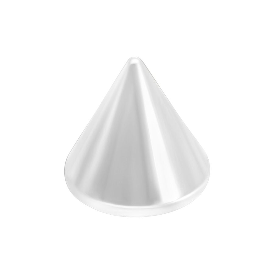 Silberner Titan Kegel Aufsatz für Piercings, auf weißem Hintergrund