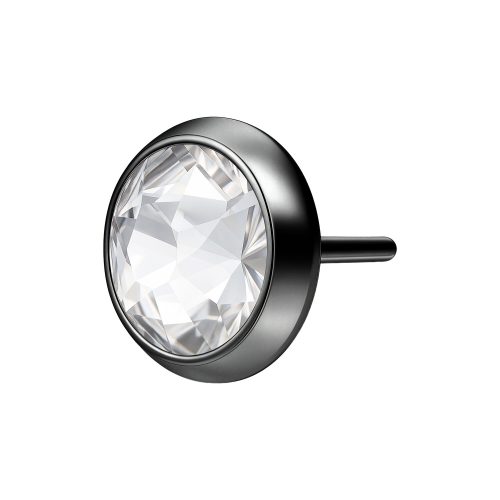 Schwarzer Labret Aufsatz mit klarem Kristall, 3,2 mm Größe