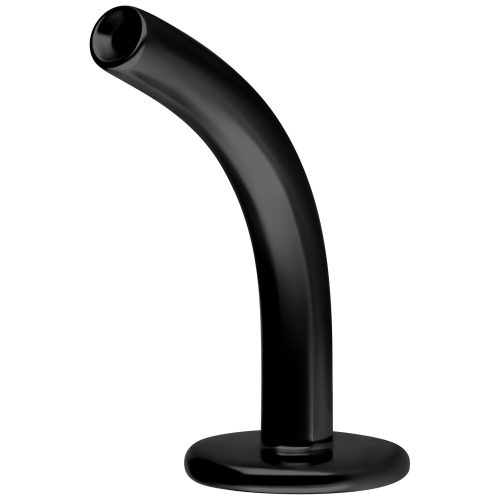 Schwarzes Titan Curved Labret Push Fit mit 1,6 mm Stärke und 10,0 mm Länge auf weißem Hintergrund