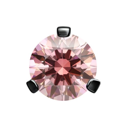 Schwarzer Titan-Aufsatz mit 3-Prong-Fassung und Fancy Morganite Kristall, 3,0 mm