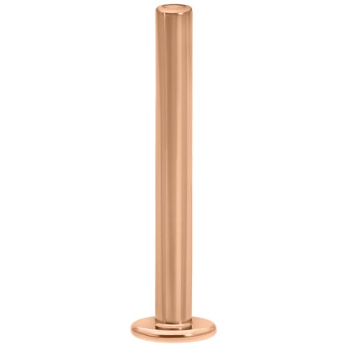 Roségoldenes Labret Push-Fit aus Titan, 1,2 mm dick, 6,0 mm lang auf weißem Hintergrund