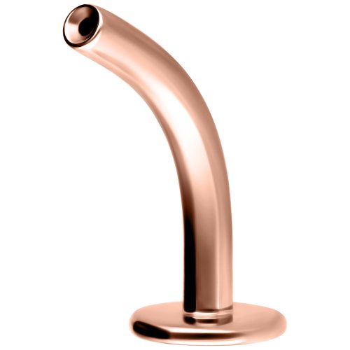 Roségoldenes Titan Curved Labret Push Fit auf weißem Hintergrund
