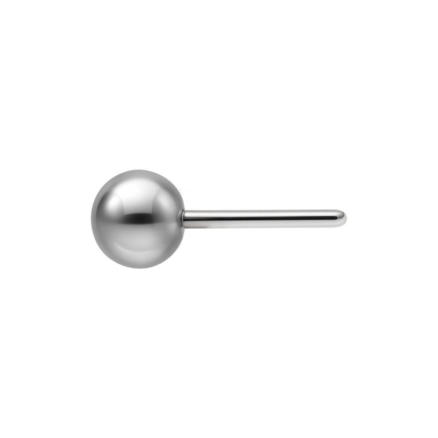 Silberne Titan-Kugel mit Push Fit Stab auf weißem Hintergrund