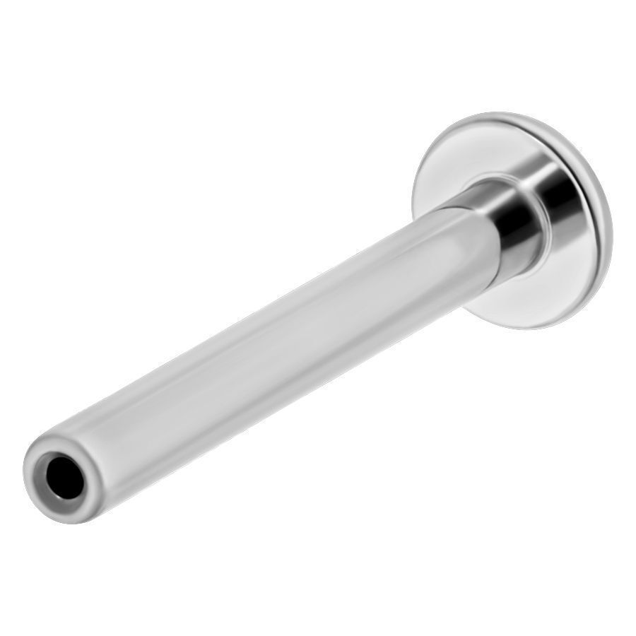 Silbernes Labret aus Titan, 1,2 mm Stärke, 5 mm Länge auf weißem Hintergrund