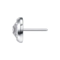 Silberner, 4 mm großer Push Fit Piercing Aufsatz mit kristallklarem Stein auf weißem Hintergrund