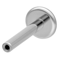 Silbernes Titan Labret mit Push Fit, 1,2mm Stärke, 14mm Länge auf weißem Hintergrund