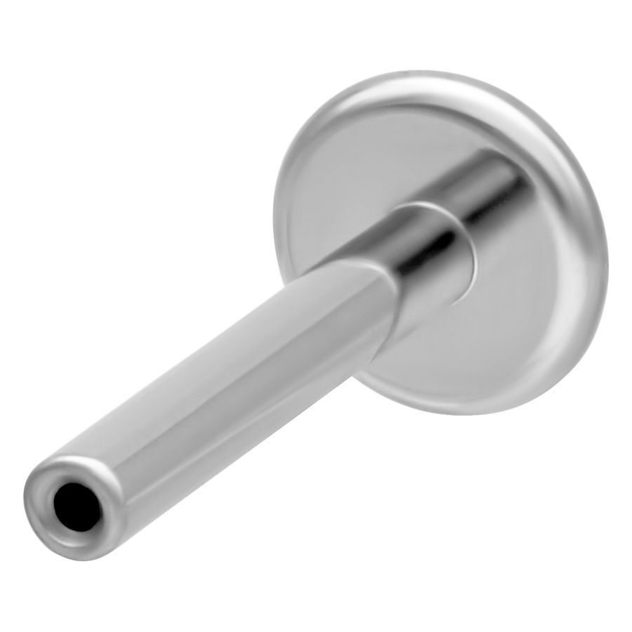 Silbernes Titan Labret mit Push Fit, 1,2mm Stärke, 14mm Länge auf weißem Hintergrund