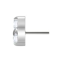 Silberner Trinity Aufsatz für Push Fit Labret mit klaren Kristallen auf weißem Hintergrund
