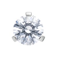 Silberfarbener Aufsatz mit 3-Krallen-Fassung und kristallklarem Stein, 2,5 mm
