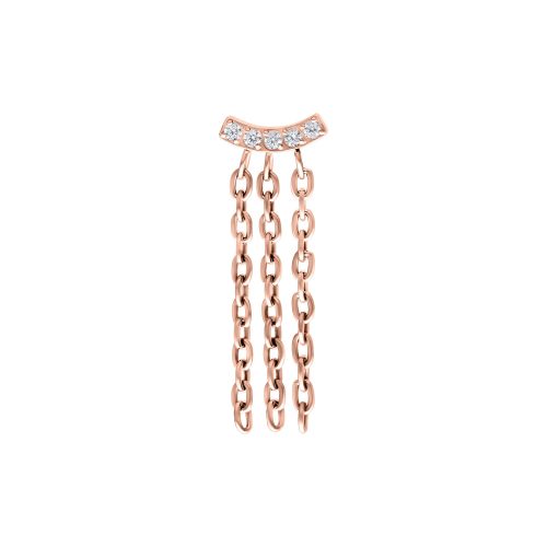 Roségoldener Piercing Aufsatz mit klaren Kristallen und Kettendesign