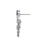 Silberner Piercing-Aufsatz mit Lavendel- und Türkis-Kristallen, seitlich