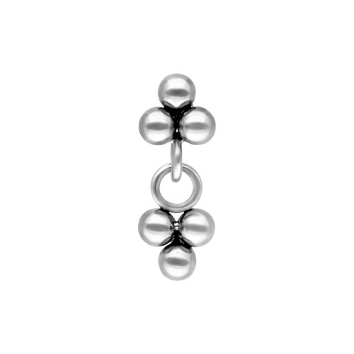 Silberner Push Fit Piercing Anhänger mit doppelten Kugeln auf weißem Hintergrund