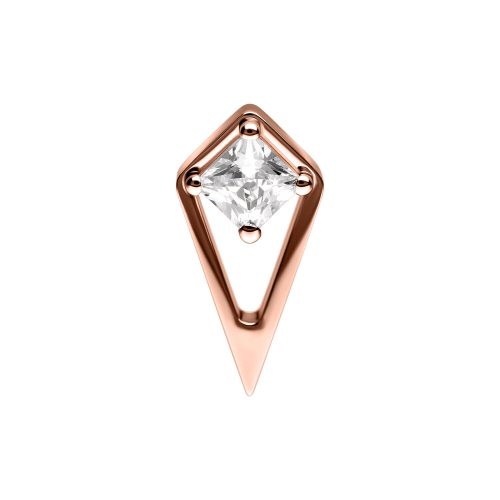 Roségoldener Piercingaufsatz mit klarem Kristall in geometrischer Form