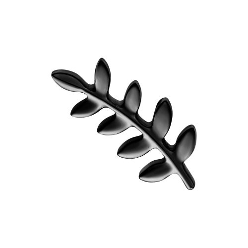Schwarzer Blatt-Aufsatz aus Metall auf weißem Hintergrund