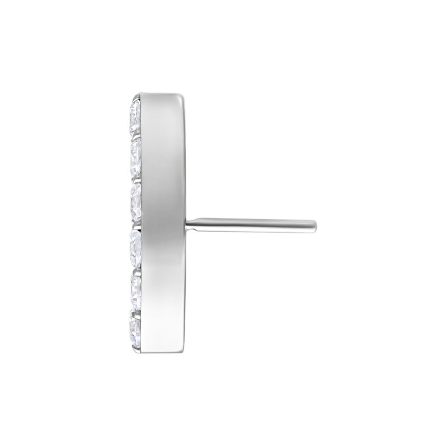 Silberner Push Fit 6 Crystal Bow Aufsatz mit klaren Kristallen, Seitenansicht