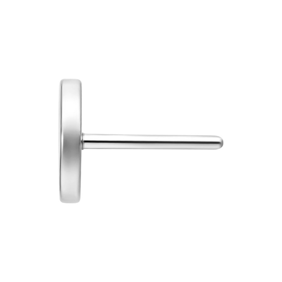 Silberner Push Fit Disc Aufsatz aus Titan Grad 23 auf weißem Hintergrund