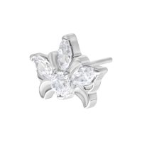 Silberner Tiara-Aufsatz mit klaren Kristallen auf weißem Hintergrund