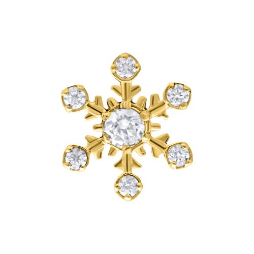 Goldener floraler Piercingaufsatz mit funkelnden Kristallen auf weißem Hintergrund