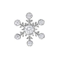 Silberner Schneeflocken-Aufsatz aus Metall mit Kristallen