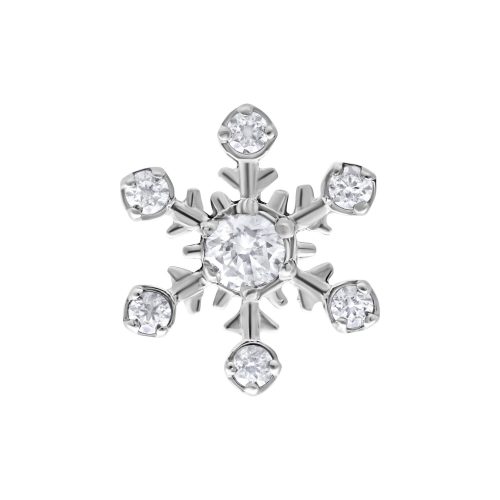Silberner Schneeflocken-Aufsatz aus Metall mit Kristallen
