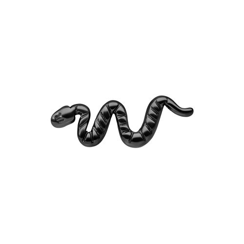 Schwarzer metallener Snake Aufsatz in geschwungener Form auf weißem Hintergrund