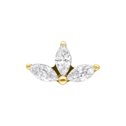 Goldener Lotus-Piercing-Aufsatz mit drei klaren Kristallen