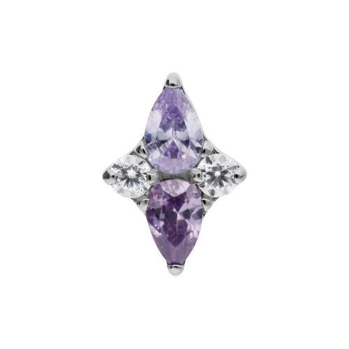 Lavendel Kristallaufsatz aus Titan mit silbernem Metallrahmen