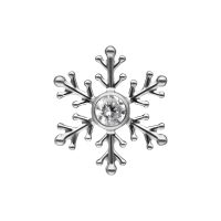 Silberner Schneeflocken-Piercingaufsatz mit klarem Kristall auf weißem Hintergrund