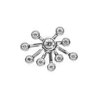 Silberner Push Fit Aufsatz mit kristallklaren Steinen auf weißem Hintergrund