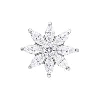 Silberner Kristallaufsatz in Form einer Eisblume auf weißem Hintergrund