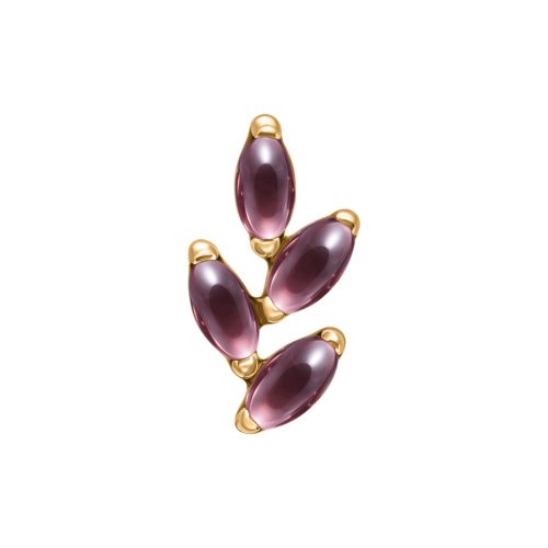 Goldener Metallaufsatz mit vier ovalen Amethyststeinen auf weißem Hintergrund