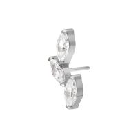 Silberner Push Fit Piercing Aufsatz mit drei klaren Kristallen