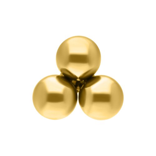 Drei goldene Kugeln als Push Fit Trinity Aufsatz auf weißem Hintergrund