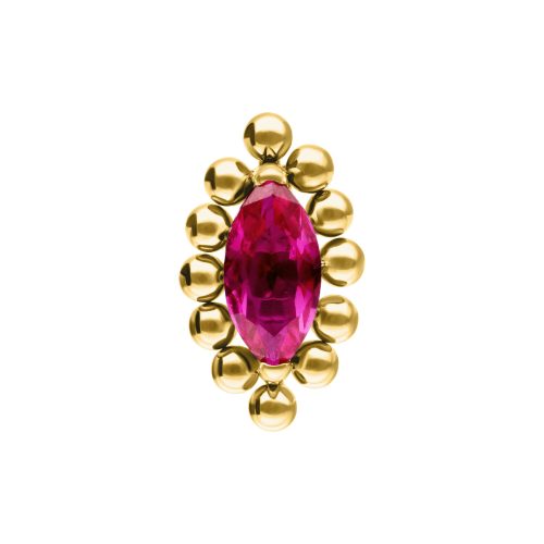 Goldener Piercing-Aufsatz mit ovalem, rotem Kristall in der Mitte