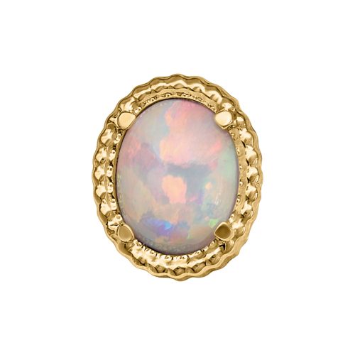 Ovaler Opal in einem goldenen Rahmen mit gehämmerter Textur