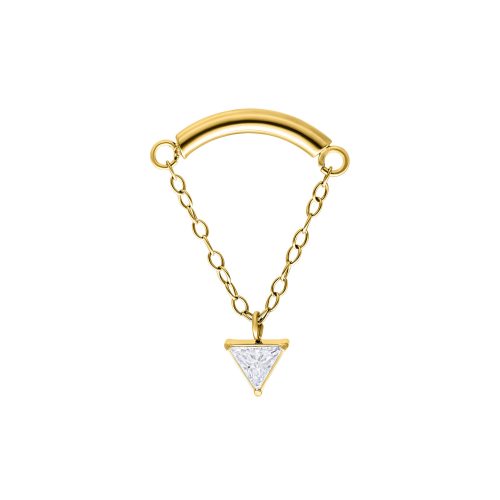 Goldener Helix Aufsatz mit Kette und dreieckigem Kristallanhänger