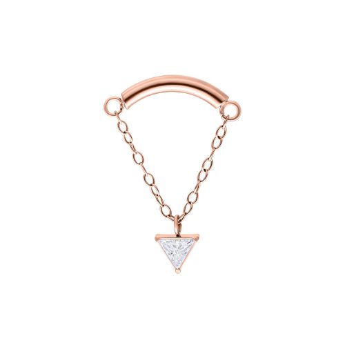 Roségoldener Helix Aufsatz mit Kette und dreieckigem Kristallanhänger