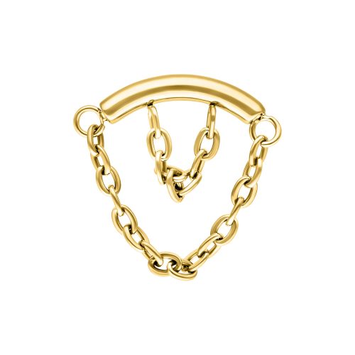Goldener Helix Aufsatz mit doppelter Kette auf weißem Hintergrund